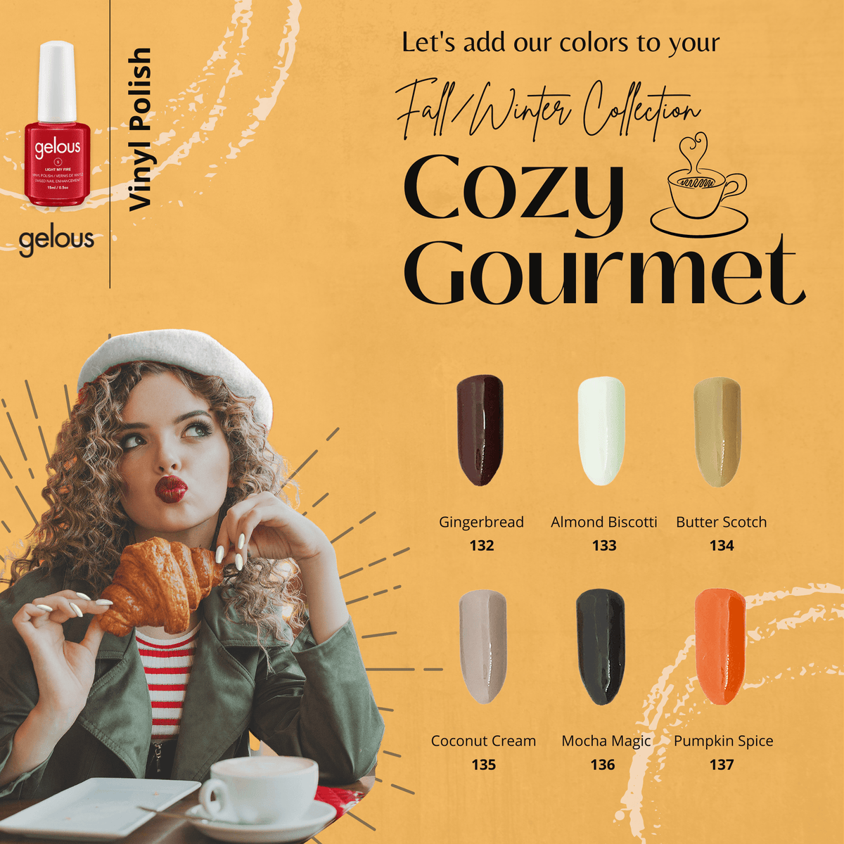 GELOUS VINYL POLISH COLOR FALL COLLECTION 2021 - COZY GOURMET - Fanair Cosmetiques