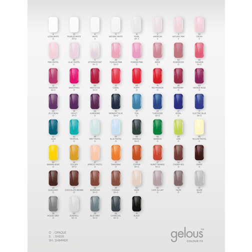 COLOUR FX COLOUR CHART - NAILS ETC